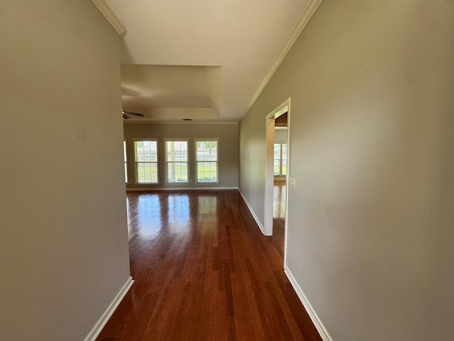 108 Sunshine Ln, Dothan, AL 36303 - hallway with baseboards, crown molding, and dark wood-style floors