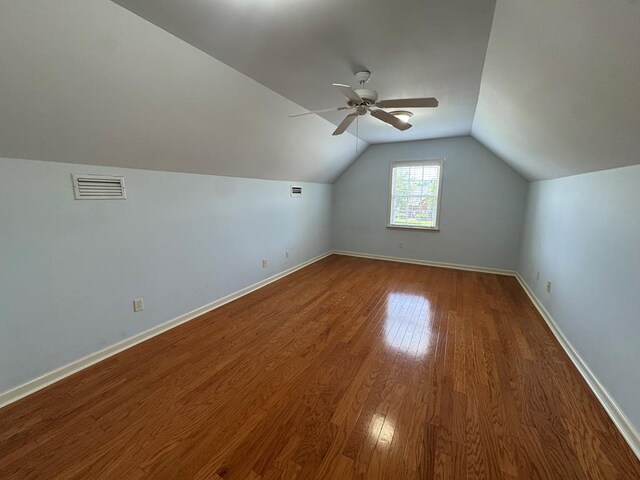 108 Sunshine Ln, Dothan, AL 36303 - bonus room featuring a ceiling fan, wood finished floors, lofted ceiling, and baseboards