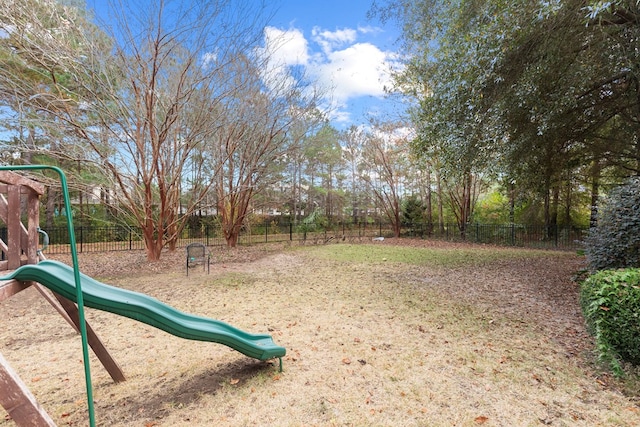 view of yard with a playground