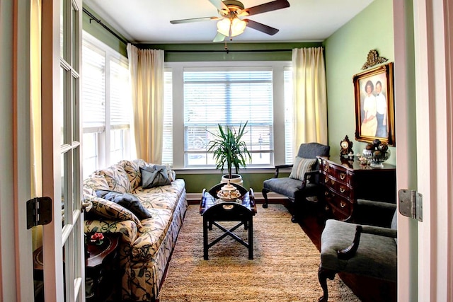 128 Hidden Creek Cir, Dothan, AL 36301 - living room featuring ceiling fan and wood finished floors
