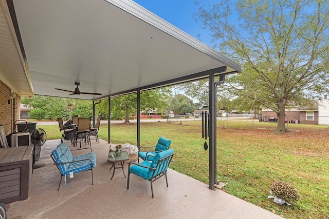 view of patio / terrace with outdoor lounge area and ceiling fan