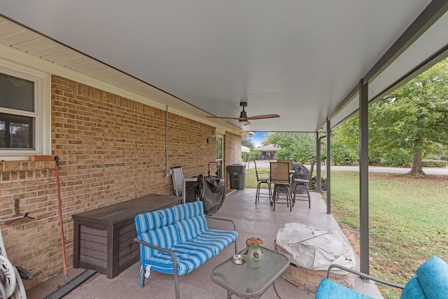 view of patio / terrace featuring outdoor lounge area and ceiling fan