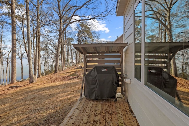 exterior space with a water view