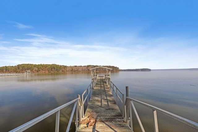 view of dock featuring a water view