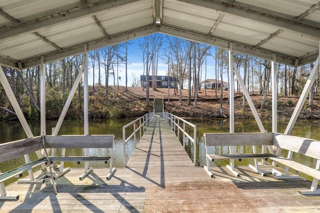 dock area with a water view