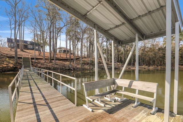 view of dock featuring a water view