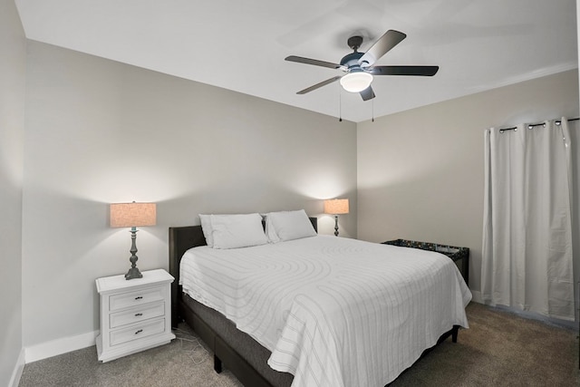 bedroom with carpet flooring and ceiling fan