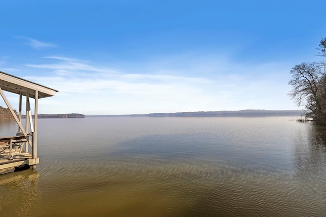 property view of water with a boat dock