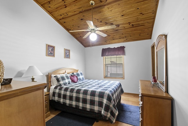 876 Boat Landing Rd, Gordon, AL 36343 - bedroom with wood ceiling, wood finished floors, lofted ceiling, baseboards, and a ceiling fan