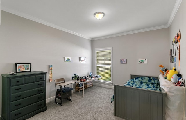 318 Oconee Dr, Midland City, AL 36350 - bedroom with light carpet, ornamental molding, and baseboards