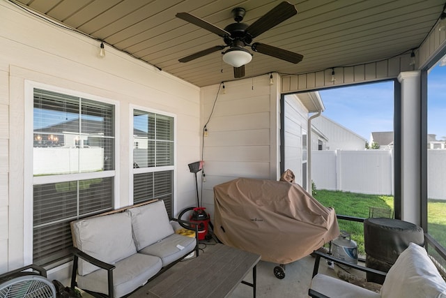 318 Oconee Dr, Midland City, AL 36350 - sunroom with a ceiling fan