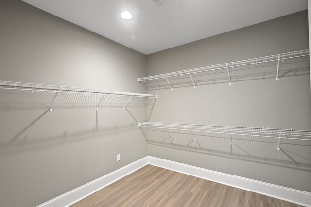 walk in closet with hardwood / wood-style flooring