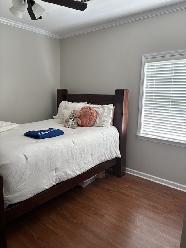 109 Sunshine Ln, Dothan, AL 36303 - bedroom featuring crown molding, wood finished floors, and a ceiling fan