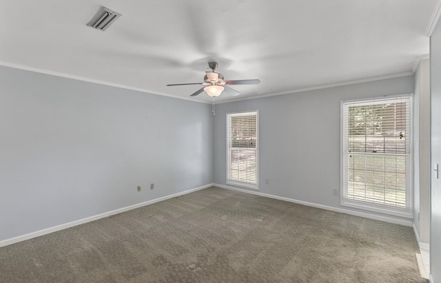 1104 Strathmore Ave, Dothan, AL 36303 - carpeted empty room featuring crown molding, ceiling fan, and plenty of natural light
