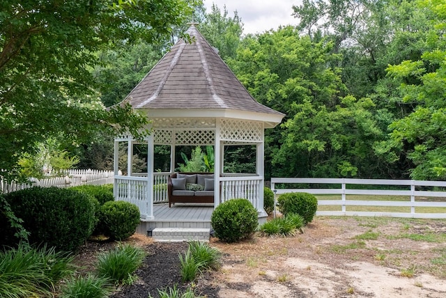 view of property's community with a gazebo and an outdoor hangout area