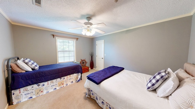 103 Yorkshire St, Dothan, AL 36305 - carpeted bedroom with ornamental molding, ceiling fan, and a textured ceiling
