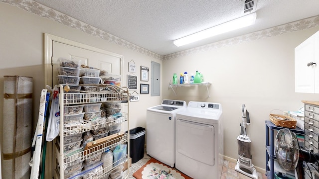103 Yorkshire St, Dothan, AL 36305 - laundry area featuring washer and dryer, a textured ceiling, and electric panel