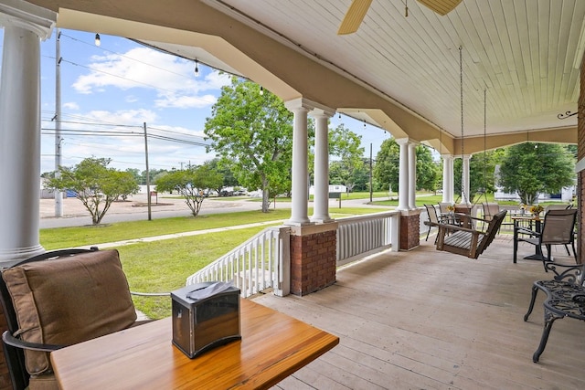 307 S Academy St, Geneva, AL 36340 - porch with a yard and ceiling fan