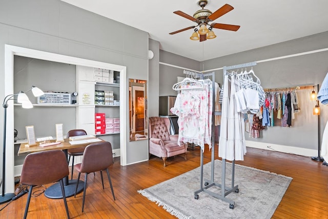 307 S Academy St, Geneva, AL 36340 - home office with a ceiling fan and wood-type flooring