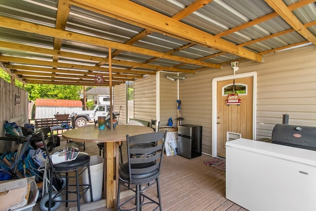 view of patio featuring washer / dryer and a deck