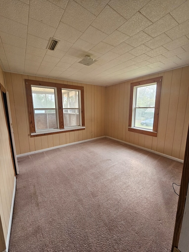 307 Rockhill Cir, Abbeville, AL 36310 - carpeted spare room featuring wood walls, visible vents, and baseboards