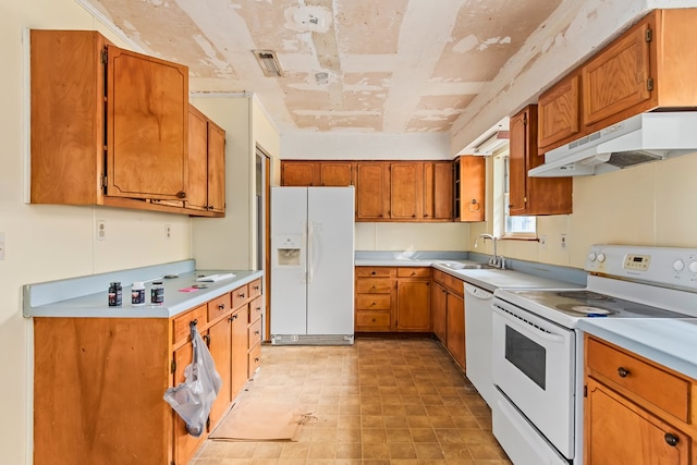 kitchen with white appliances and sink