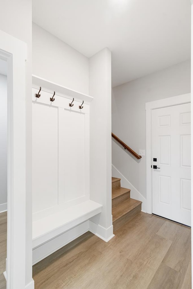 mudroom with light wood-type flooring