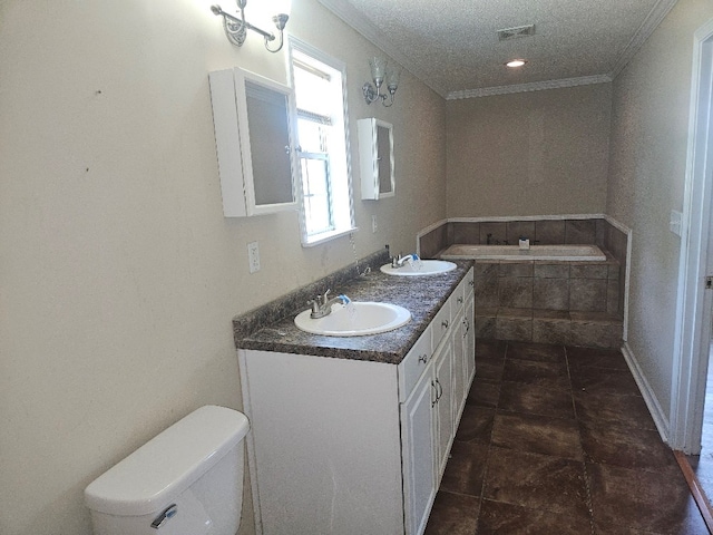 901 Grove St, Cottonwood, AL 36320 - bathroom with ornamental molding, a garden tub, and double vanity