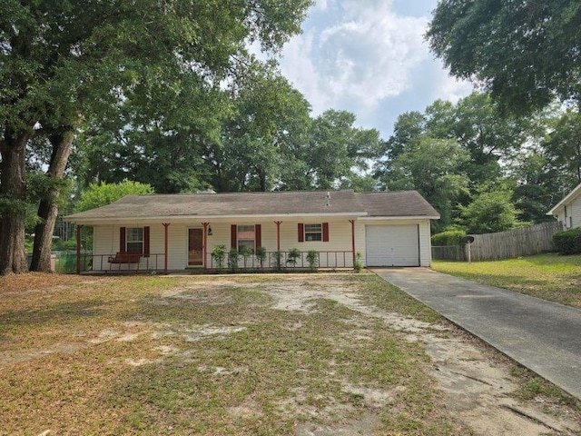 826 Old Newton Rd, Daleville, AL 36322 - ranch-style house featuring a porch, concrete driveway, and an attached garage