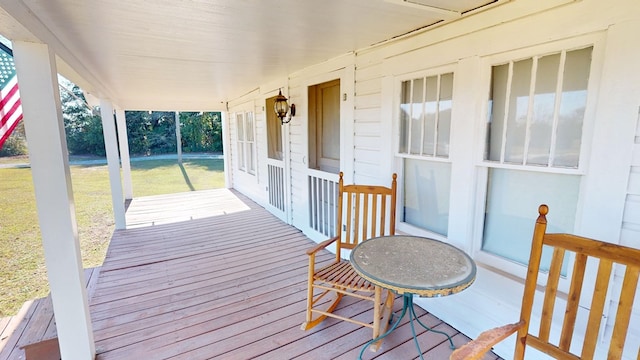 wooden deck with a porch