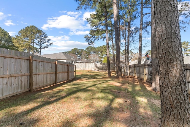 view of yard featuring a fenced backyard