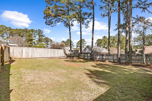 view of yard featuring a fenced backyard