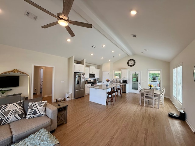 103 Neenan Dr, Enterprise, AL 36330 - living room featuring ceiling fan, light wood finished floors, recessed lighting, and baseboards