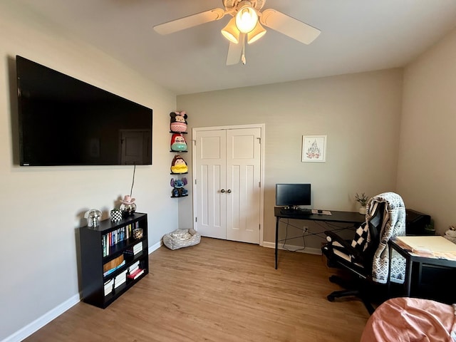103 Neenan Dr, Enterprise, AL 36330 - office space featuring wood finished floors, baseboards, and a ceiling fan