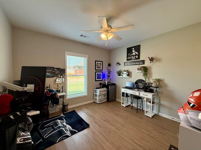 103 Neenan Dr, Enterprise, AL 36330 - office featuring a ceiling fan, wood finished floors, and baseboards