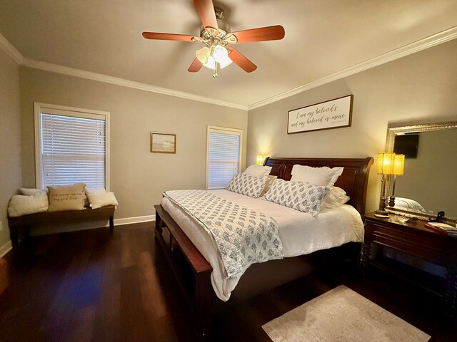 1243 Silcox Rd, Ashford, AL 36312 - bedroom with ornamental molding, baseboards, wood finished floors, and a ceiling fan