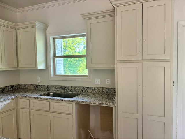 6161 Eddins Rd, Dothan, AL 36301 - kitchen with ornamental molding, light stone counters, and a sink