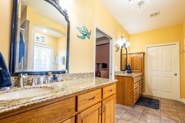 bathroom featuring vanity and tile patterned floors