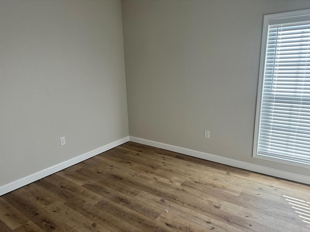 empty room featuring wood finished floors, baseboards, and a wealth of natural light