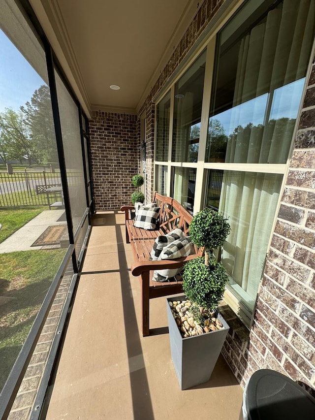 balcony featuring a porch