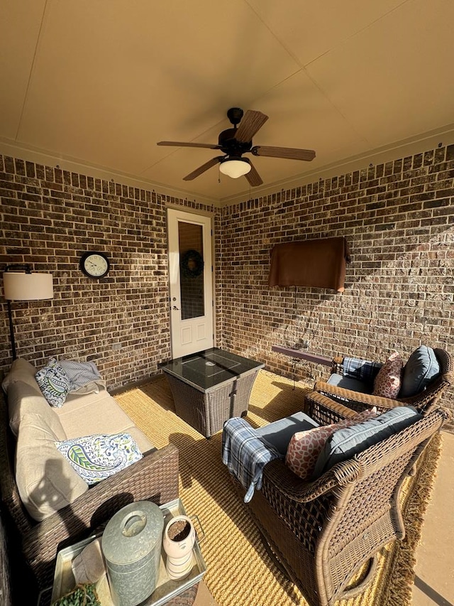 view of patio / terrace with outdoor lounge area and ceiling fan