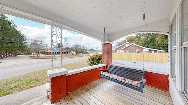 wooden deck with covered porch