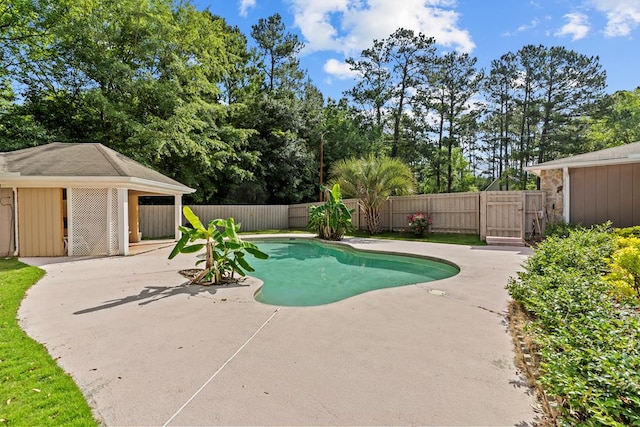 122 Greenview Cir, Dothan, AL 36301 - view of pool with a patio, a fenced backyard, a gate, and view of scattered trees