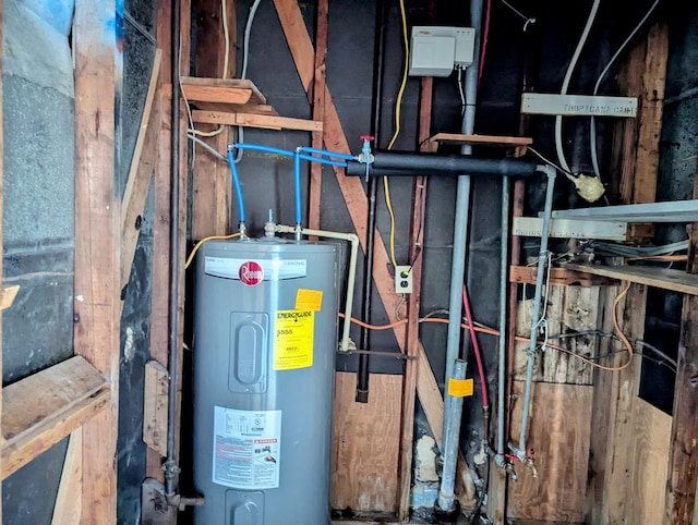 utility room with electric water heater