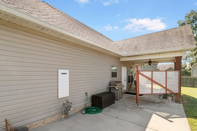 view of patio / terrace with ceiling fan