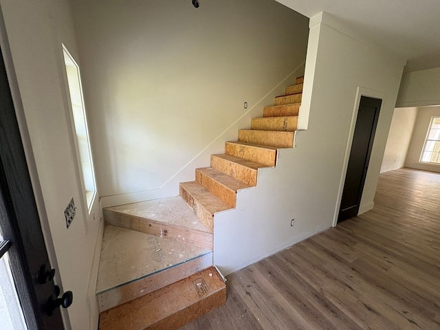 317 Old Village Rd, Ozark, AL 36360 - stairway with wood finished floors and baseboards