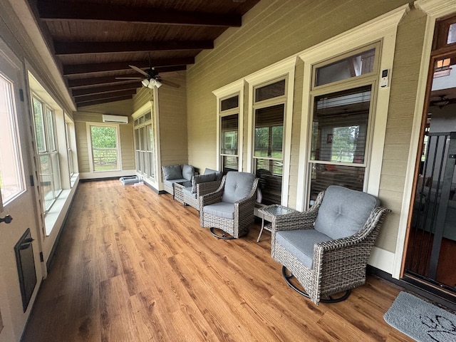 2837 Woodham Rd, Dothan, AL 36303 - porch with a wall unit AC and a ceiling fan