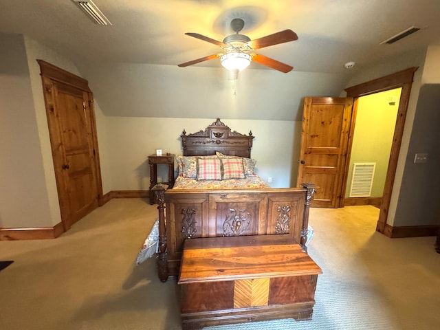 2837 Woodham Rd, Dothan, AL 36303 - carpeted bedroom with vaulted ceiling and a ceiling fan