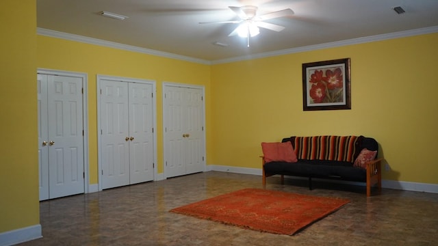 206 N Main St, Columbia, AL 36319 - sitting room featuring crown molding and ceiling fan