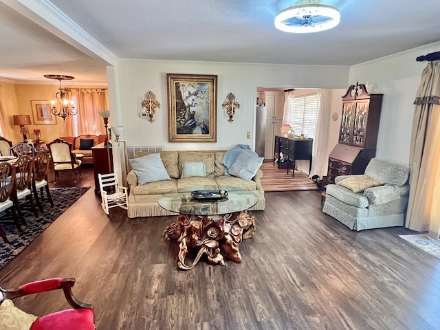 1503 Buena Vista Dr, Dothan, AL 36303 - living area with a chandelier, crown molding, and wood finished floors